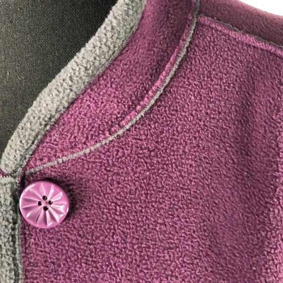 Susan Graver Fleece Purple Gray Long Button Up Coat Color. Block Trench Coat - Picture 12 of 16